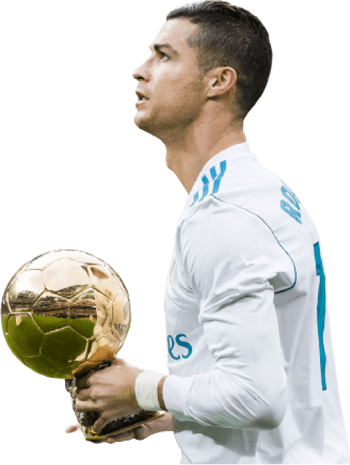 Ronaldo holding the Ballon d'Or in 2018